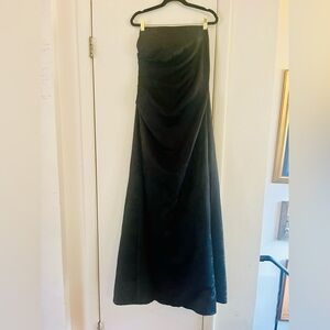 VTG Y2K Brocade Whimsygoth Strapless Black Gathered Bodice Gown M